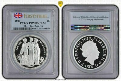 2020 Great Engravers Three Graces £5 Silver Proof 2oz Coin PCGS PR70 DCAM First Strike