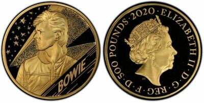 2020 Music Legends David Bowie £500 Gold Proof 5oz Coin PCGS