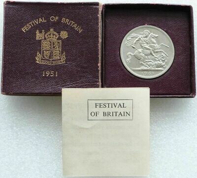 1951 George VI St George and the Dragon 5 Shilling Crown Coin Box Coa