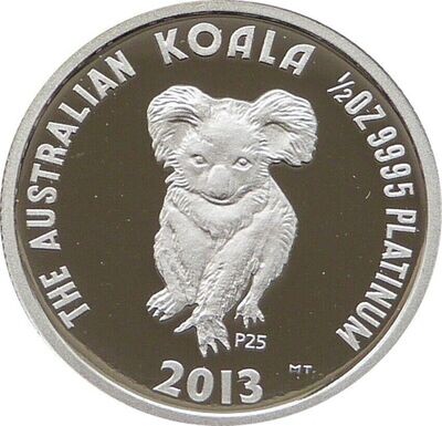 2013 Australia Koala 25th Anniversary $50 Platinum Proof 1/2oz Coin Box Coa