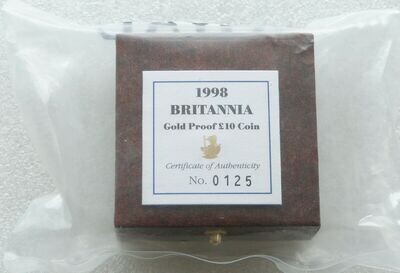 1998 Britannia £10 Gold Proof 1/10oz Coin Box Coa Sealed - Mintage 392
