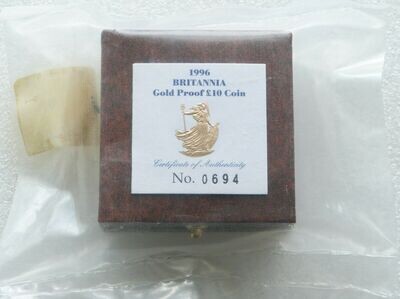 1996 Britannia £10 Gold Proof 1/10oz Coin Box Coa Sealed