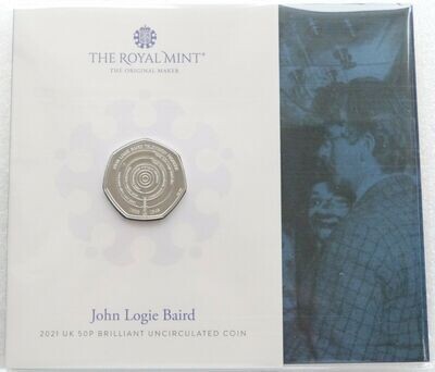 2021 John Logie Baird 50p Brilliant Uncirculated Coin Pack Sealed