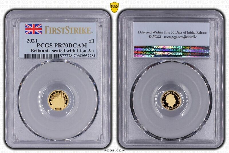 2021 Britannia £1 Gold Proof 1/20oz Coin PCGS PR70 DCAM First Strike