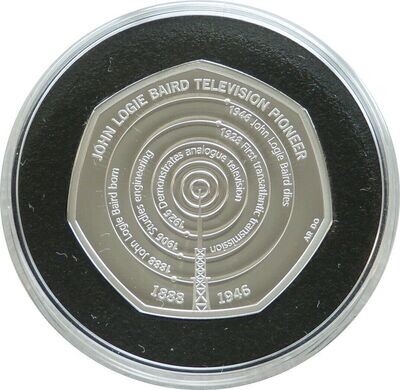 2021 John Logie Baird Piedfort 50p Silver Proof Coin Box Coa