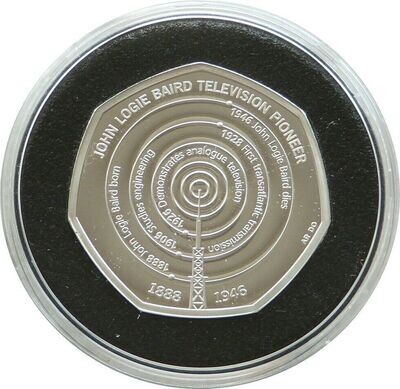 2021 John Logie Baird 50p Silver Proof Coin Box Coa