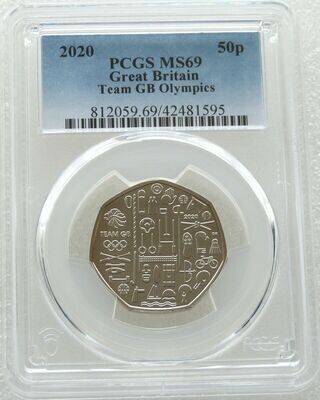 2020 Tokyo Olympic Games Team GB 50p Brilliant Uncirculated Coin PCGS MS69