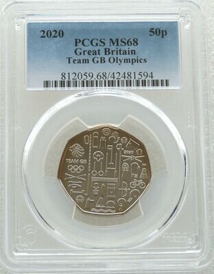 2020 Tokyo Olympic Games Team GB 50p Brilliant Uncirculated Coin PCGS MS68