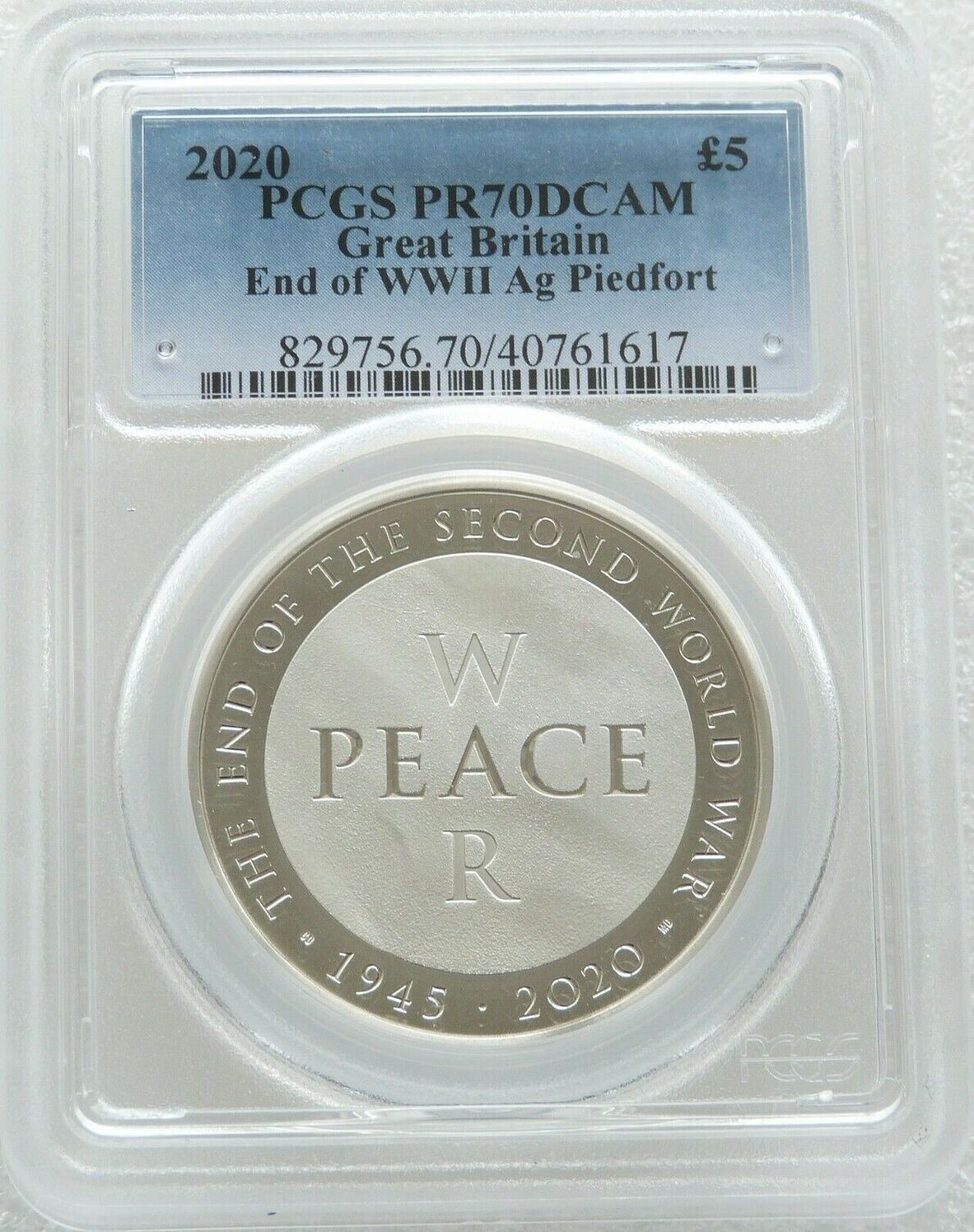 2020 End of Second World War Piedfort £5 Silver Proof Coin PCGS PR70 DCAM