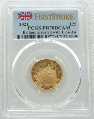 2021 Britannia £25 Gold Proof 1/4oz Coin PCGS PR70 DCAM First Strike