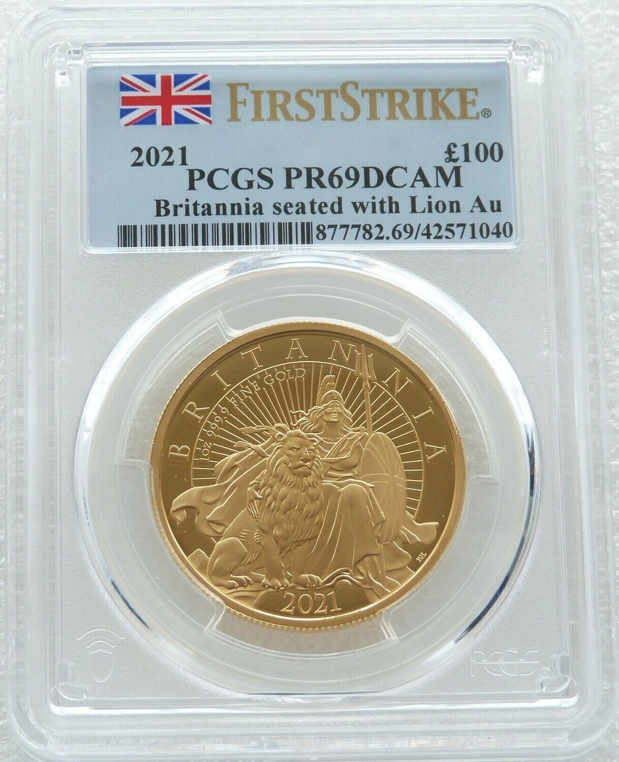 2021 Britannia £100 Gold Proof 1oz Coin PCGS PR69 DCAM First Strike - Mintage 150