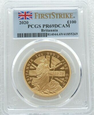 2020 Britannia £100 Gold Proof 1oz Coin PCGS PR69 DCAM First Strike - Mintage 150