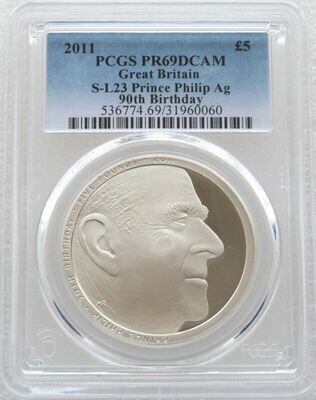 2011 Prince Philip 90th Birthday £5 Silver Proof Coin PCGS PR69 DCAM