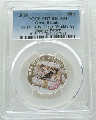2016 Mrs Tiggy-Winkle 50p Silver Proof Coin PCGS PR70 DCAM