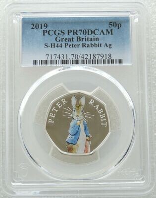 2019 Peter Rabbit 50p Silver Proof Coin PCGS PR70 DCAM