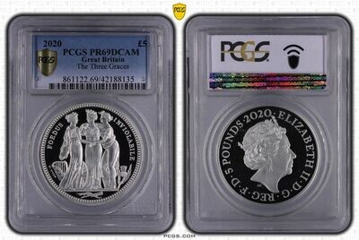 2020 Great Engravers Three Graces £5 Silver Proof 2oz Coin PCGS PR69 DCAM