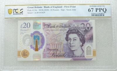 2020 Bank of England Sarah John Turner Polymer £20 Banknote First Print Superb Gem Unc 67 PPQ