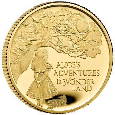 2021 Alice in Wonderland £100 Gold Proof 1oz Coin Box Coa