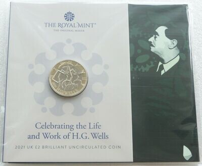 2021 HG Wells War of the Worlds £2 Brilliant Uncirculated Coin Pack Sealed