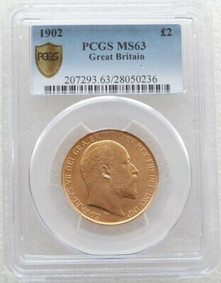 1902 Edward VII Coronation £2 Double Sovereign Gold Coin PCGS MS63