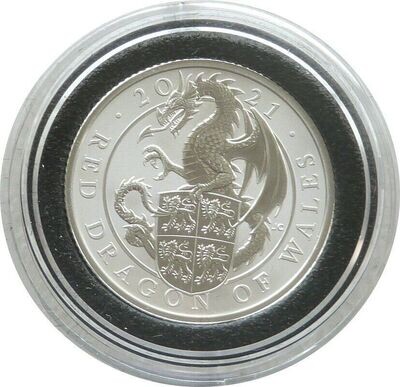 2021 Queens Beasts Red Dragon of Wales 50p Silver Proof 1/4oz Coin