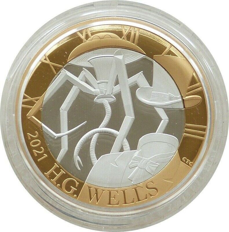 2021 HG Wells War of the Worlds Piedfort £2 Silver Proof Coin Box Coa