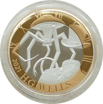 2021 HG Wells War of the Worlds Piedfort £2 Silver Proof Coin Box Coa