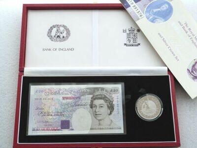 1999 Millennium £5 Silver Proof Coin £20 Banknote Set Box Coa