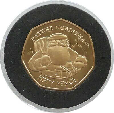2018 Gibraltar Father Christmas 50p Gold Proof Coin Box Coa