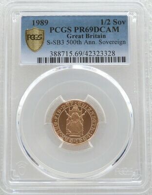 1989 Tudor Rose Half Sovereign Gold Proof Coin PCGS PR69 DCAM