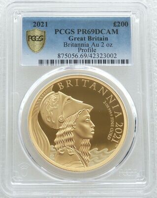 2021 Britannia Premium £200 Gold Proof 2oz Coin PCGS PR69 DCAM