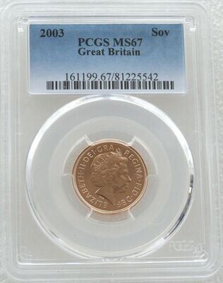 2003 St George and the Dragon Full Sovereign Gold Coin PCGS MS67