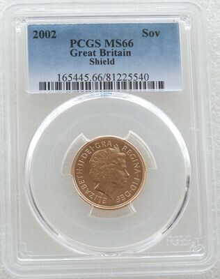 2002 Golden Jubilee Full Sovereign Gold Coin PCGS MS66