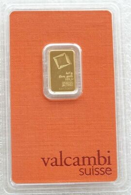2.5 Gram Valcambi Swiss Gold Bar Fine 999.9% Gold Bullion Bar Ingot Certified Sealed