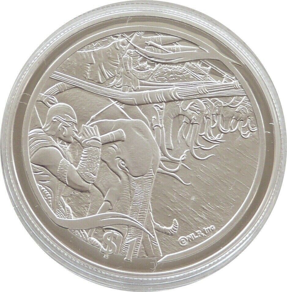 2003 New Zealand Lord of the Rings March of the Oliphants $1 Silver Proof Coin