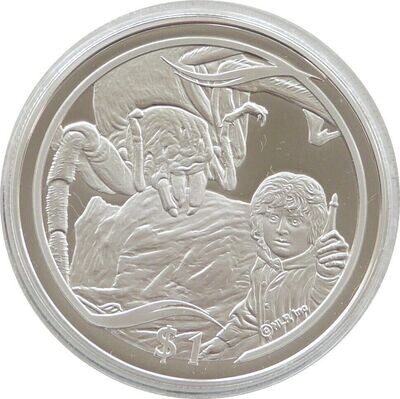 2003 New Zealand Lord of the Rings Defeat of Shelob $1 Silver Proof Coin