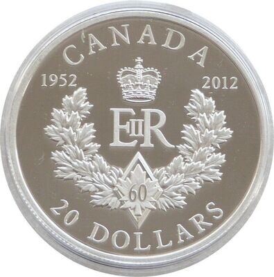 2012 Canada Diamond Jubilee Royal Cypher $20 Silver Proof 1oz Coin