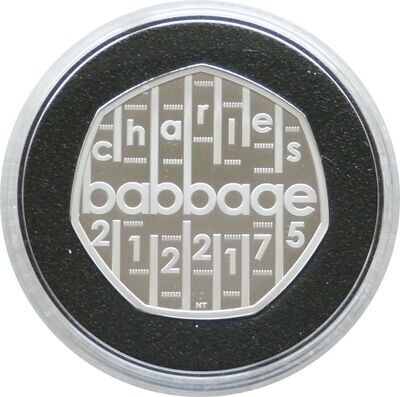 2021 Charles Babbage Piedfort 50p Silver Proof Coin Box Coa