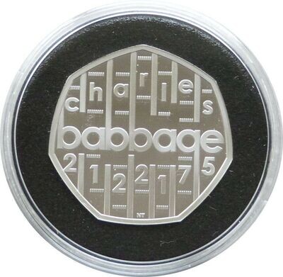 2021 Charles Babbage 50p Silver Proof Coin Box Coa