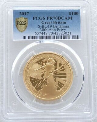 2017 Britannia £100 Gold Proof 1oz Coin PCGS PR70 DCAM - Mintage 176