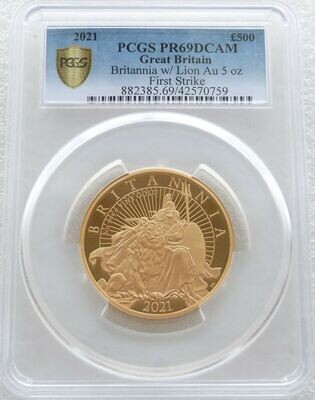 2021 Britannia £500 Gold Proof 5oz Coin PCGS PR69 DCAM First Strike