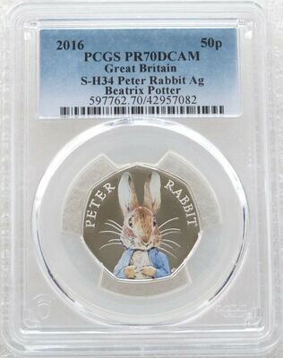 2016 Peter Rabbit 50p Silver Proof Coin PCGS PR70 DCAM