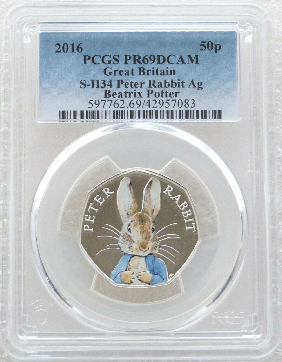 2016 Peter Rabbit 50p Silver Proof Coin PCGS PR69 DCAM