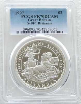 1997 Britannia £2 Silver Proof 1oz Coin PCGS PR70 DCAM