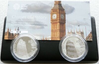 2017 Chimes of History Big Ben £2 Silver Proof 2 Coin Set Box Coa