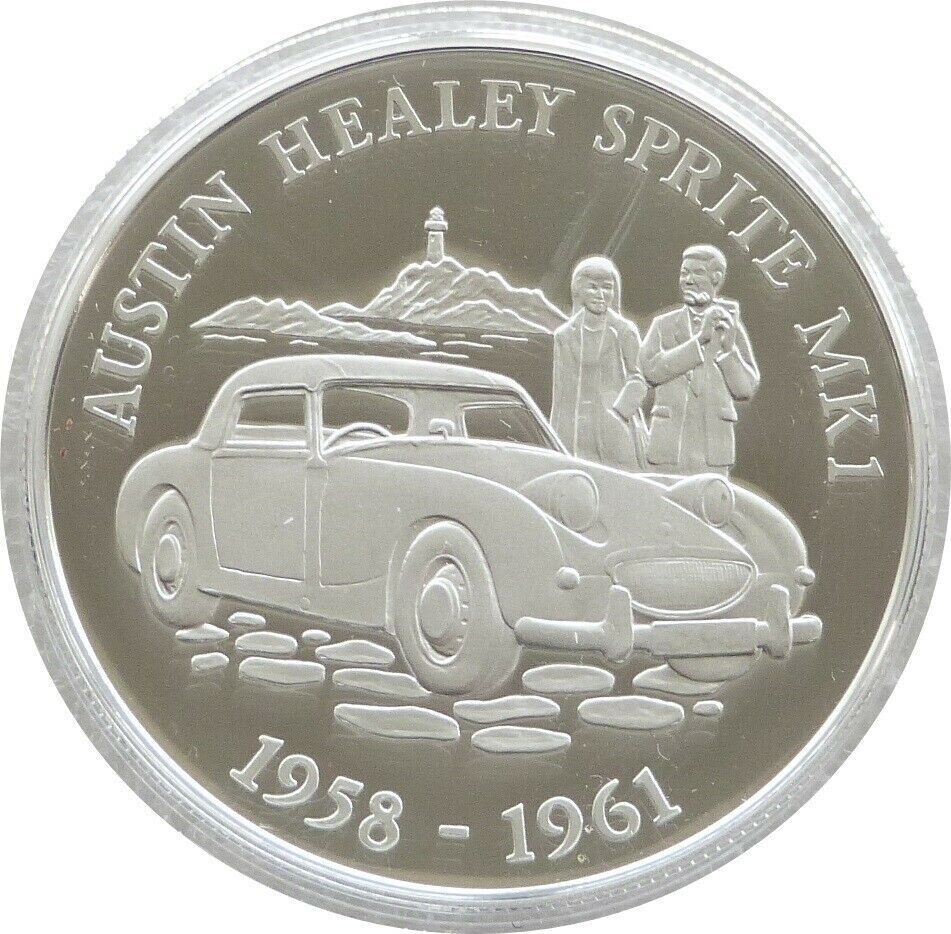 2009 Alderney Classic British Motor Cars Austin Healey Sprite MK1 £5 Silver Proof Coin