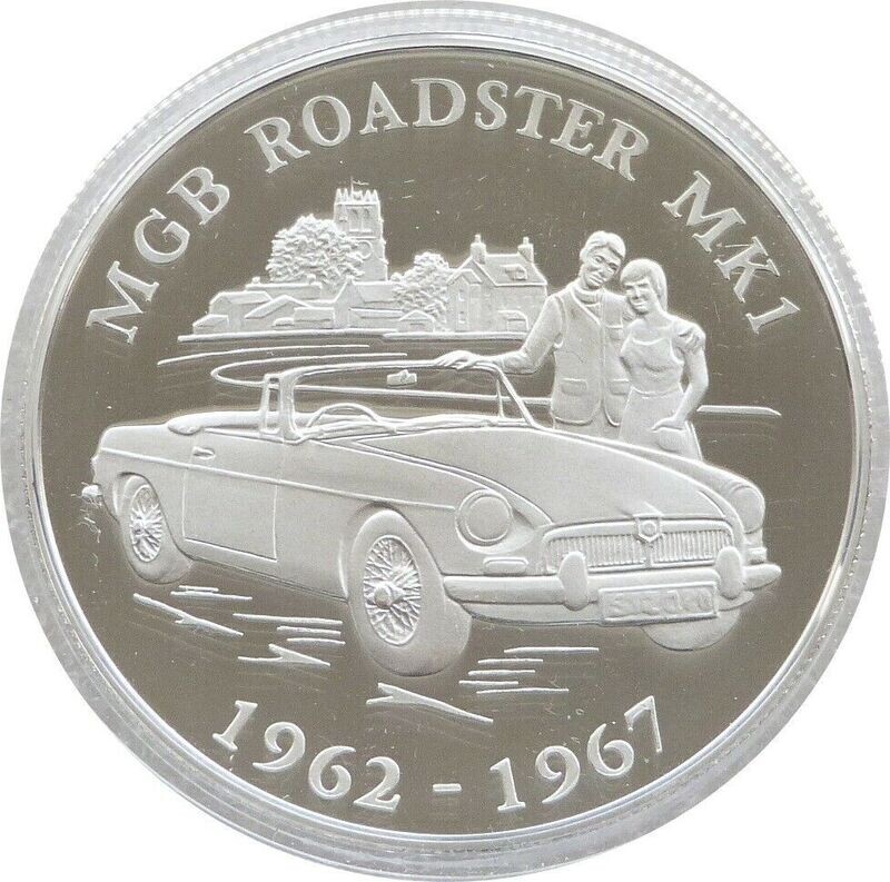 2009 Alderney Classic British Motor Cars MGB Roadster MK1 £5 Silver Proof Coin