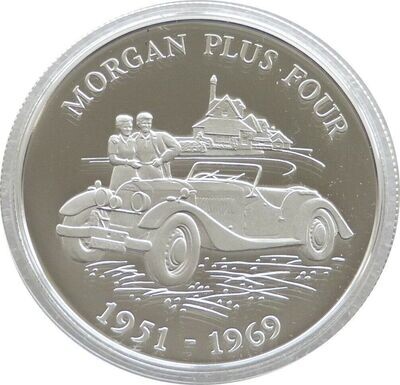 2009 Alderney Classic British Motor Cars Morgan Plus Four £5 Silver Proof Coin
