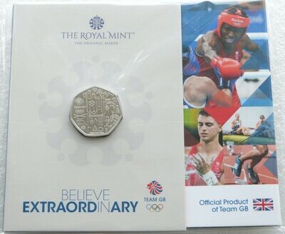 2021 Tokyo Olympic Games Team GB 50p Brilliant Uncirculated Coin Pack Sealed