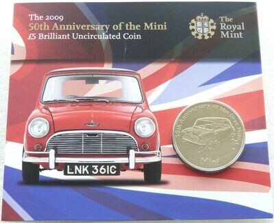 2009 Alderney Mini Motor Car 50th Anniversary £5 Brilliant Uncirculated Coin Pack